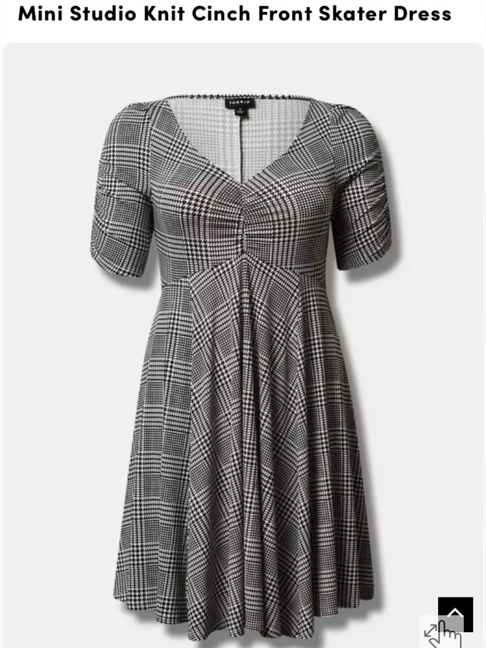 Torrid Mini Studio Knit Cinch Front Skater Dress - Black & White Plaid 🖤🤍